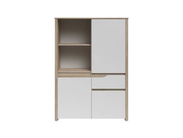 Buffet haut 3 portes H.151 cm WENDY imitation chêne et blanc