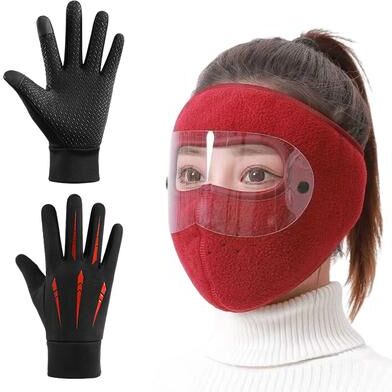 Perfect Picks Market ArcticShield Winter Face Mask Full Face Balaclava With Anti Fog Goggles red