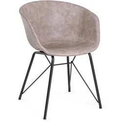 Esszimmerstuhl Warhol aus Kunstleder und Metall, modern, beige schwarz, komfortables Design
