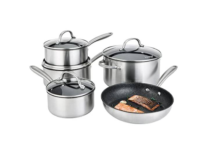 Prestige Scratch Guard Edelstahl Topfset Induktion 5 Teilig mit kochtopf und Bratpfanne - Kochtopf set Beschichtet, Kratzfest & Spülmaschinenfest Kochgeschirr Set