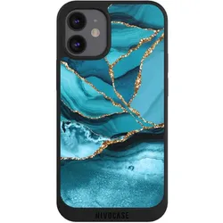 Nivocase Handyhülle für Apple iPhone 12 mini Hülle NIVOpure Case Schwarz Edelstein Glitzer Look Marmor (Apple iPhone 12 mini), Smartphone Hülle, Schwarz