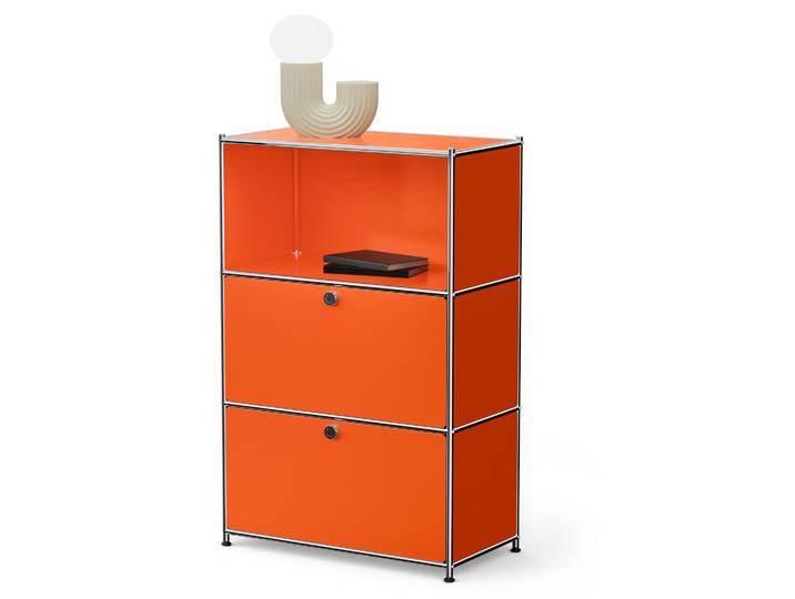 Tchibo - Kommode Metall »Cn3« mit 2 Klappenfächern - 77x40x120,5cm - orange -