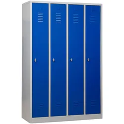 Spind 4 Abteile Metall abschließbar - Umkleideschrank 180x117x50 cm, Abteilbreit...