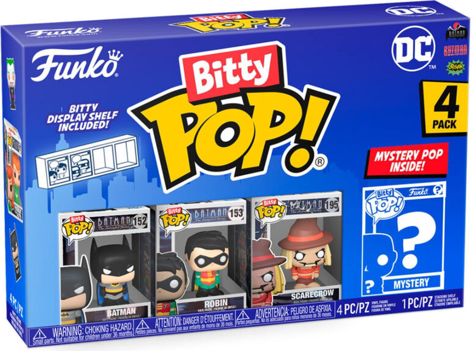 Funko Bitty Pop! DC Batman, Robin en Scarecrow 4-delige set