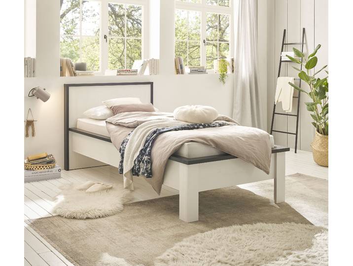 Einzelbett HOME AFFAIRE SHERWOOD Liegefläche 90/140 oder 180x200 cm , weiss (pinie weiß dekor), B:110cm H:93cm L:213cm, Betten, Einzelbett, aus FSC-zertifiziertem Holzwerkstoff, rustikaler Landhausstil