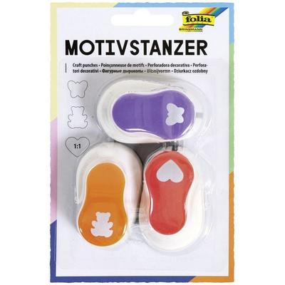 FOLIA Bastelartikel Motivstanzer GANZJAHRESMOTIVE, Set 1, 3 Stanzer à 15mm
