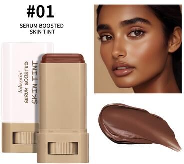 Beloved Skins Foundation Stick Serum Boosted, Skin Tint Balm, Silky Texture, Moisturizing Coverage, Plumper, Natural Even Skin Tone deep Mocha