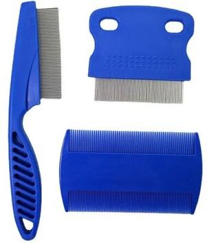Uplifted Finds Flea Comb Cat Grooming Comb Set 3 Pcs For Lice & Mucus Removal blue