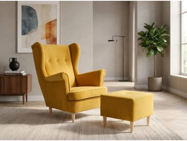 Family Meble Ohrensessel mit Fußhocker Ari Aura – Variante Royal 10