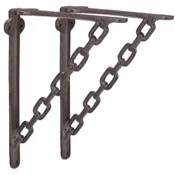 Relaxdays 8 x Regalwinkel Gusseisen Kette Dunkelbraun