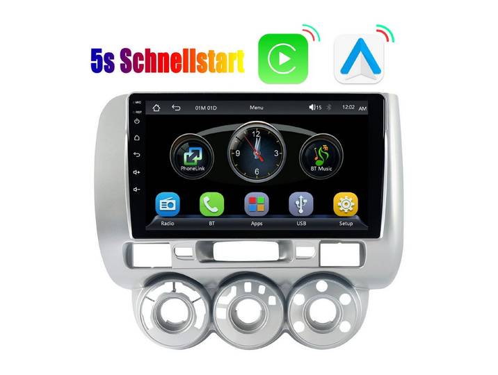 A-Sure Plug & Play Carplay Android Auto Radio für Honda Jazz Fit 2001-2008 Autoradio (Linux, USB, 1280*720)