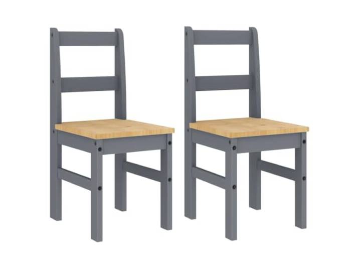 fsahslih Essstühle 2er Set Grau 40x46x90 cm Massivholz Kiefer PANAMA Rustikale Holzoptik mit natürlicher Maserung für Küche oder Wohnbereich, pflegeleichte Oberfläche mit Wachs-Finish.