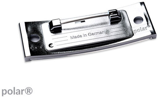 badgetec 10 Unités - Porte-badges avec épingle polar&reg; chrome   64 x 22 mm, plastique