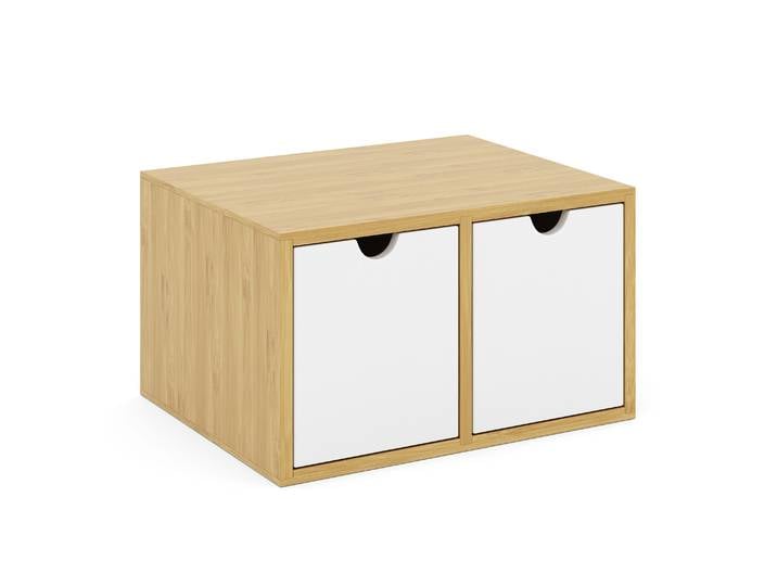 Schreibtisch Organizer Bambus ORIBA 2 Schubladen natur/weiss