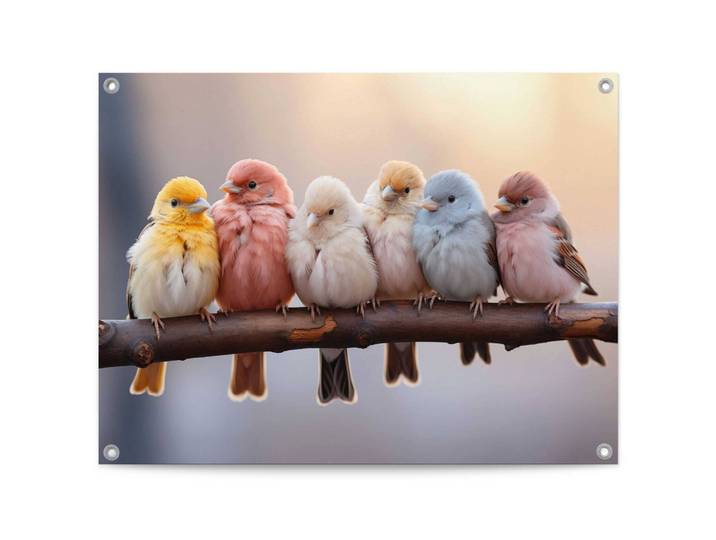 Poster REINDERS Pastel Birds , bunt (farbe bild(er): mehrfarbig), B:80cm H:60cm T:0,1cm, Bilder, Poster, Garten - Gartenvögel - Mehrfarbig - Leinwand - Tiere - 80x60 cm