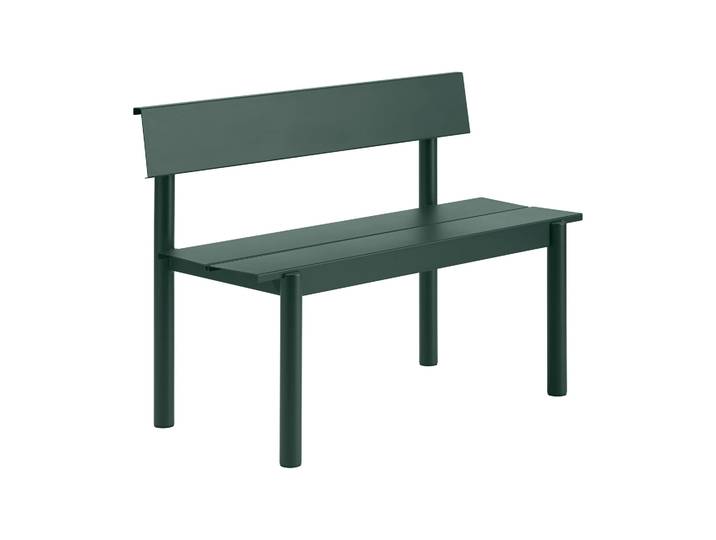 Muuto Linear Steel Bank mit Rückenlehne Dark green, 110x34 cm