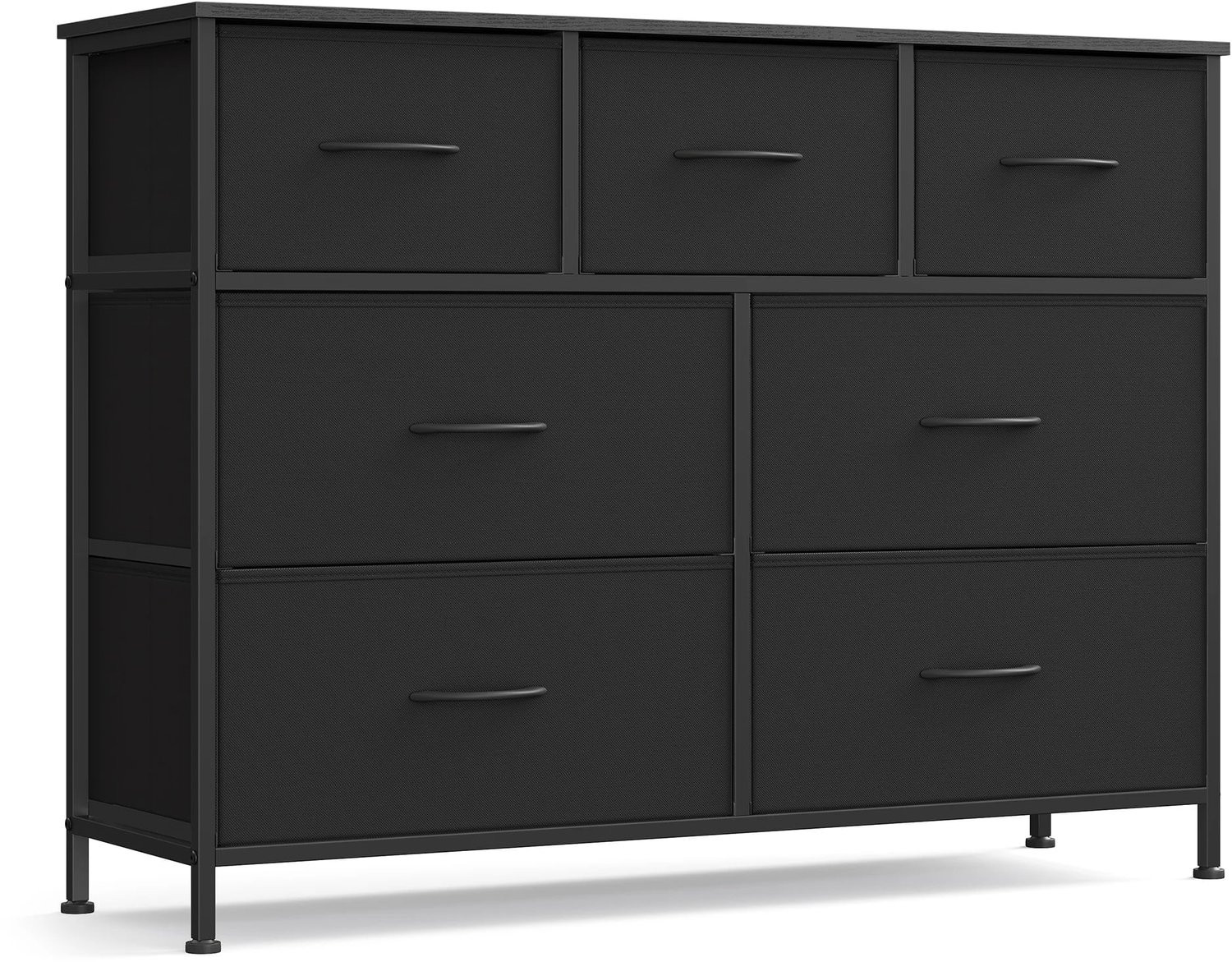 Songmics Ladekast met 7 stoffen lades - zwart - B: 98,8 cm, D: 30 cm, H: 73,7 cm