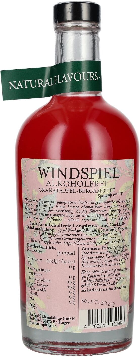 Windspiel Spirits Windspiel Granatapfel-Bergamotte Alkoholfrei 0,5l