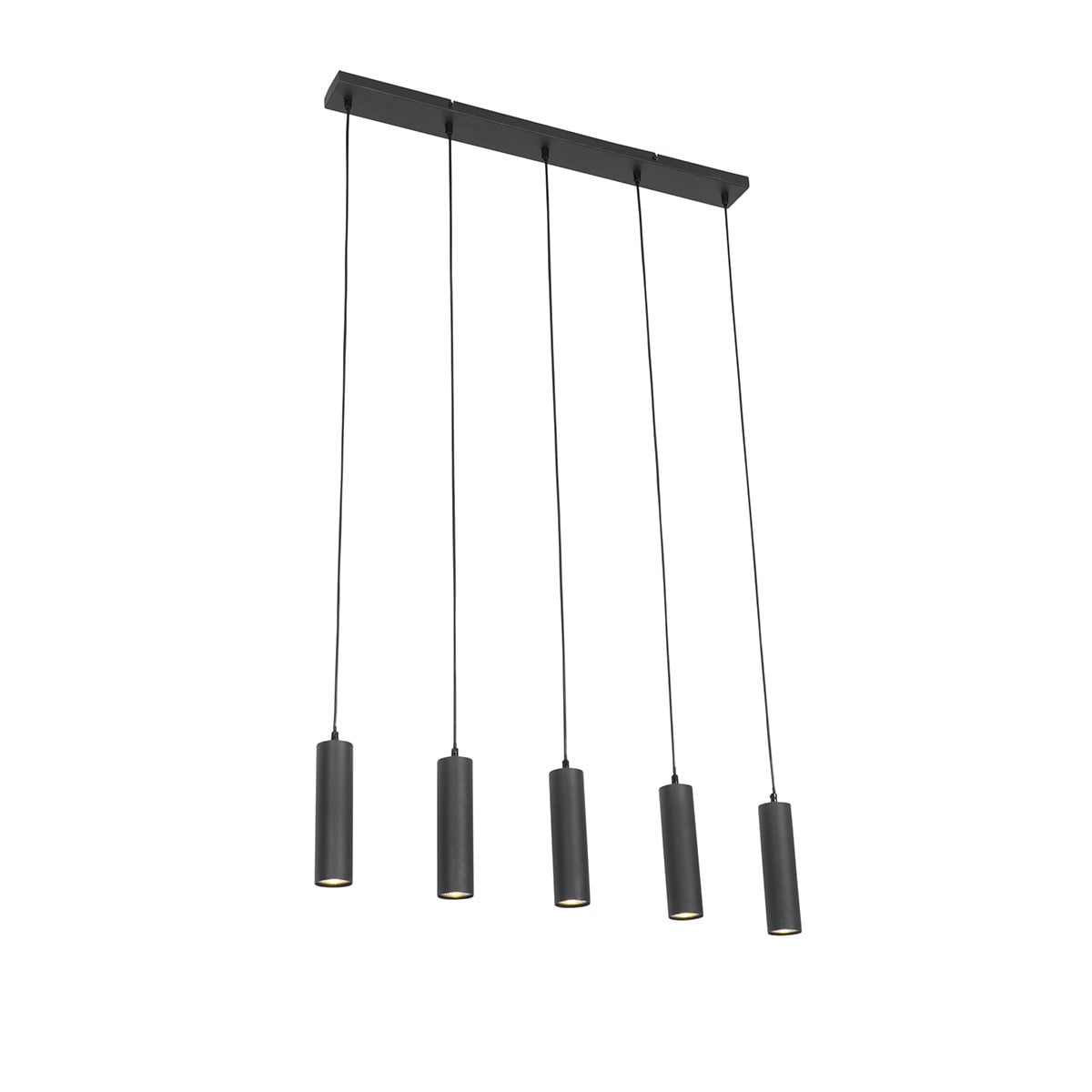 Qazqa Jeana Smart hanglamp zwart met 5 Wifi GU10 LED lampen, dimbaar en met afstandsbediening