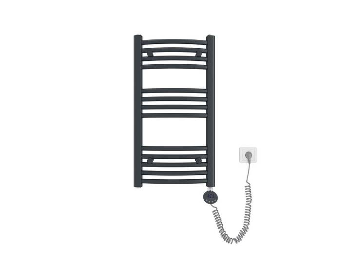 Emke Handtuchheizkörper elektrisch gebogen Anthrazit 75/40/5,6 cm, Metall, 40x75x4.4 cm, Elektrogeräte, Heizgeräte, Heizstrahler