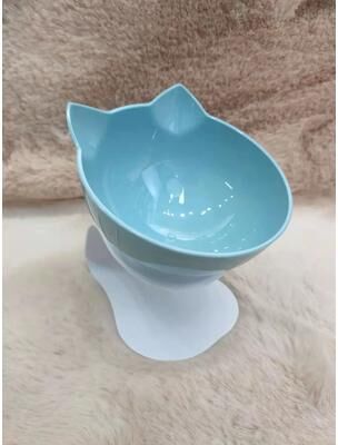 Uplift Picks Non Slip Double Cat Bowl With Inclined Stand For Food And Water blue (single)