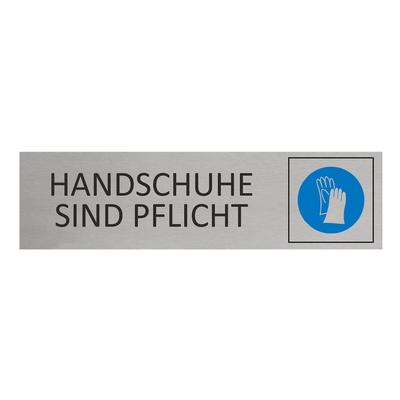 CombiCraft Aluminium Türschild Handschuhe sind Pflicht 165x45mm mit 3M-Tape