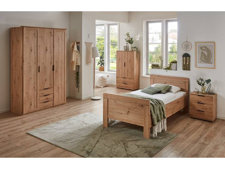 Bettgestell Nadja 90 x 200cm Spanplatte, foliert Holz/Braun/Eiche Artisan Dekor Eiche