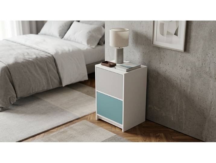 Nachtschrank mit bunten Türen nach Maß MDF Beschichtet MDF Weiß matt