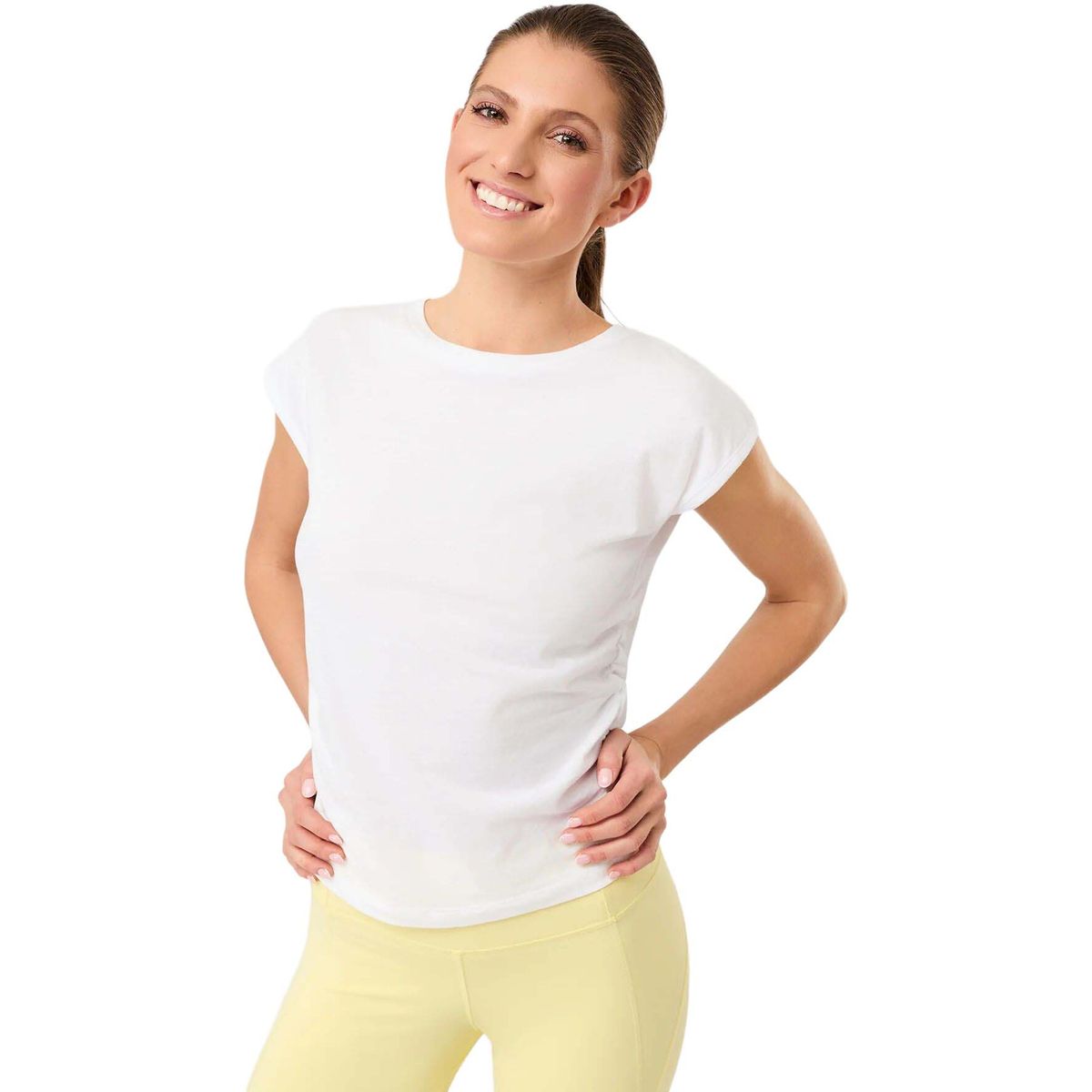 Mandala Side Ruffled Top white M TO53JE12-Side-Ruffled-Top-white-M