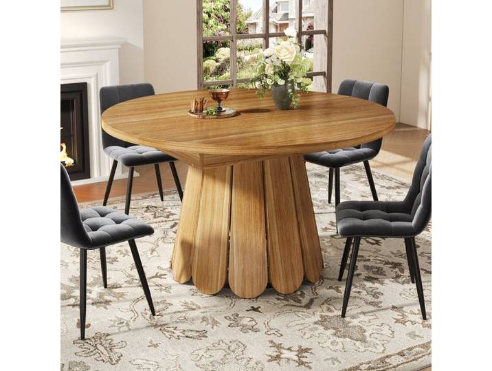 Table à manger extensible table de salle à manger table à manger table à manger ronde en bois extensible à ovale couleur brun