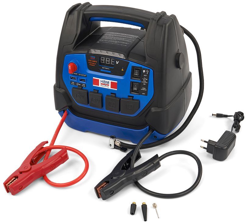HBM Démarreur de voiture, Booster de batterie, 12/230 Volts, 21 Ah