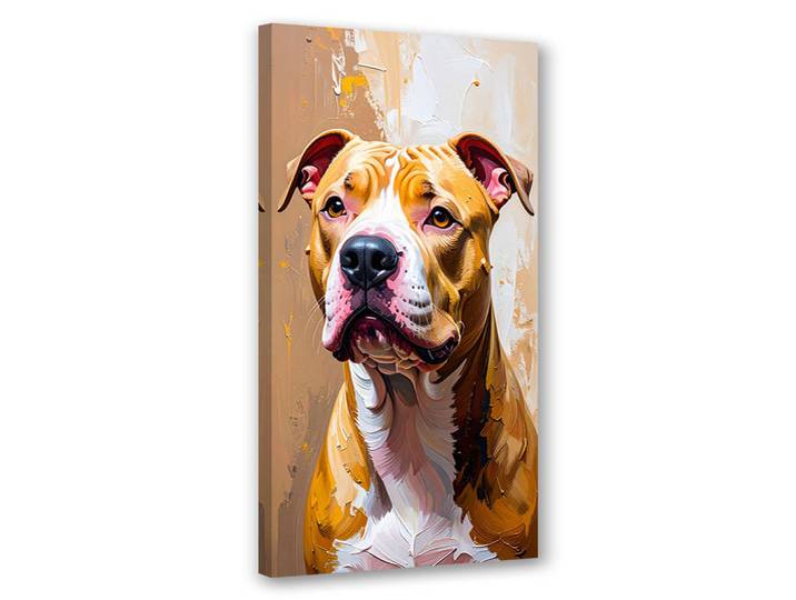 Feeby Leinwandbild Pitbull Hund Tier 50x100cm, Beige, Tiere, Rechteckig, 50x100 cm, Bilder & Rahmen, Bilder, Leinwandbilder