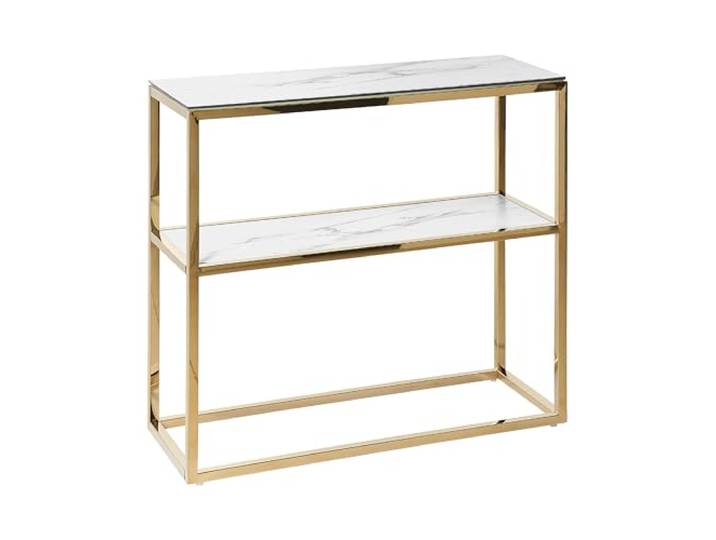 Schmaler Konsolentisch Marmor Optik weiß Metallgestell gold Glamour Azusa
