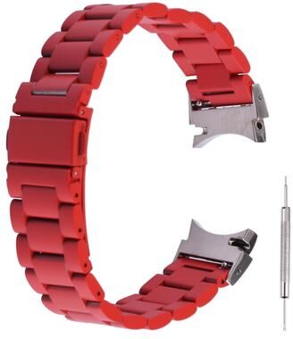 Everyday Crate Samsung Galaxy Watch4 Classic Steel Watch Band Adjustable Metal Watch Strap red