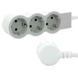 Legrand 694567 Flache Steckdosenleiste 3x Steckdose, 5 Meter Kabel Farbe: Ultraweiß/Grau