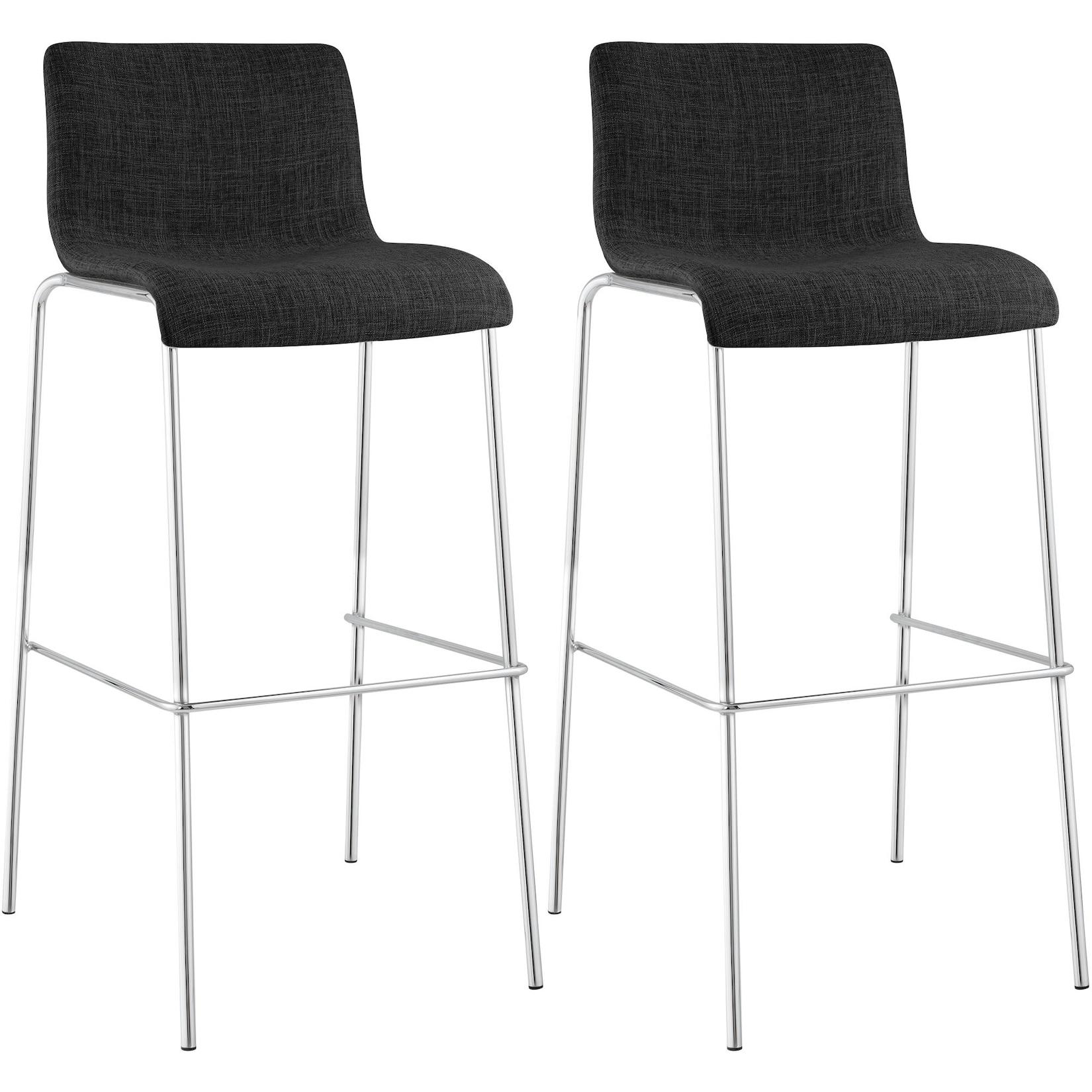 CLP Barhocker 2er Set mit Lehnen Hover, Barstühle stapelbar mit Stoffbezüge, Stapelstühle Metallgestelle bis 150 kg belastbar
