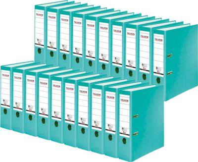 FALKEN Recycolor Ordner, DIN A4, Rückenbreite 80 mm, 20 Stück, türkis