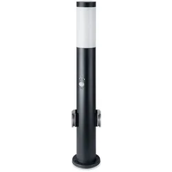 Stehleuchte Standleuchte Außenlampe Bewegungsmelder schwarz Steckdosen H 60 cm