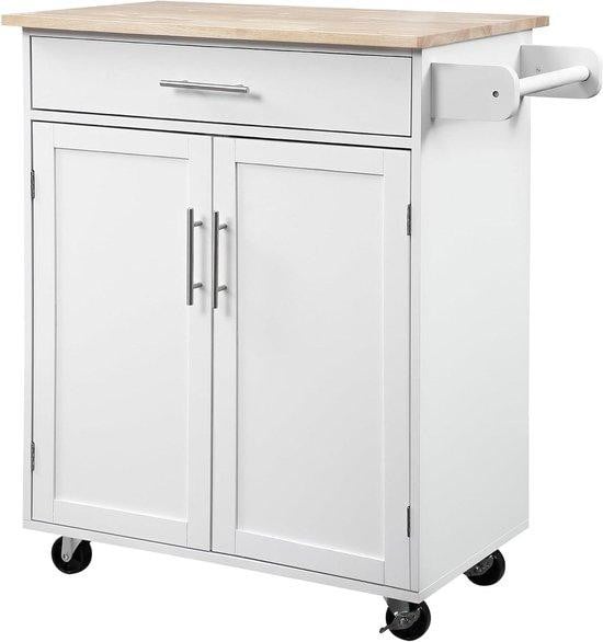 HOMCOM Keukenwagen op wielen met lade en kast