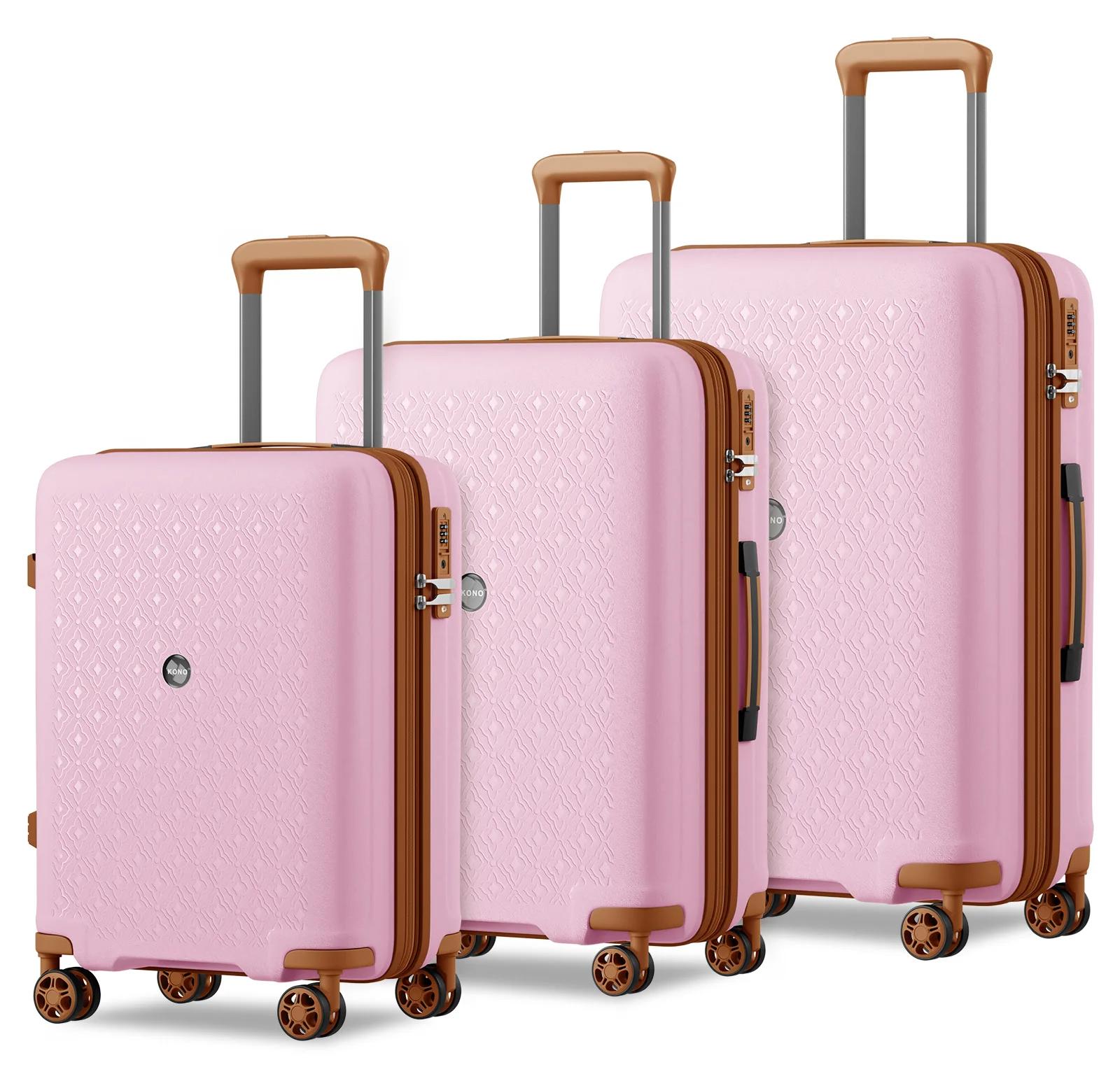 Kofferset - 3-teilig (S/M/L) - Polypropylen-Hartschale - Erweiterbar, leicht und robust - 4 Spinner-Rollen - TSA-Schloss - Rosa