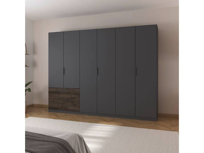 Drehtürenschrank Koda 271cm 3 Grau/Graumetallic