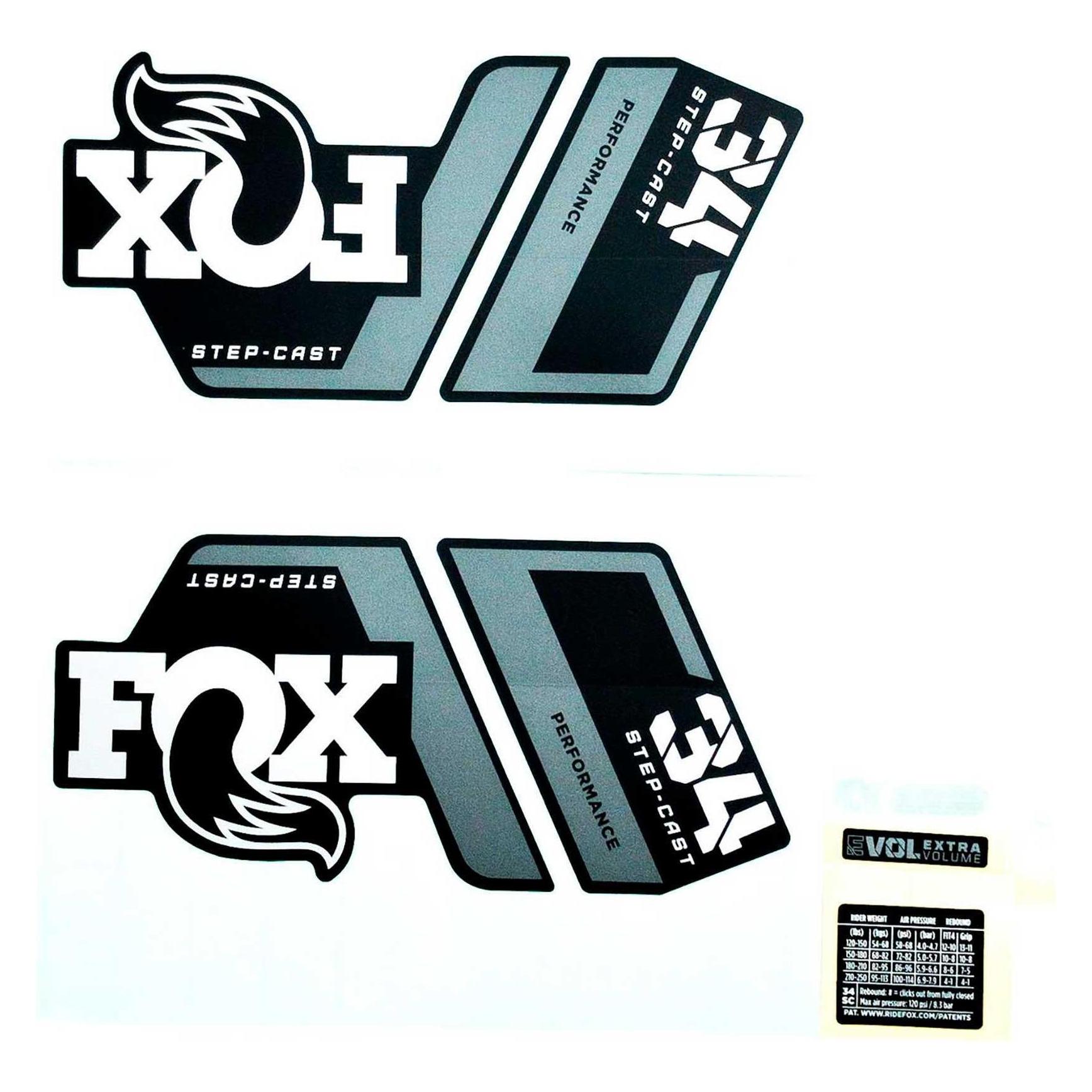 Fox Decal Kit: 2022, 34 SC, P-S, Gray Logo, Matte Black Fork FK (803-01-720)
