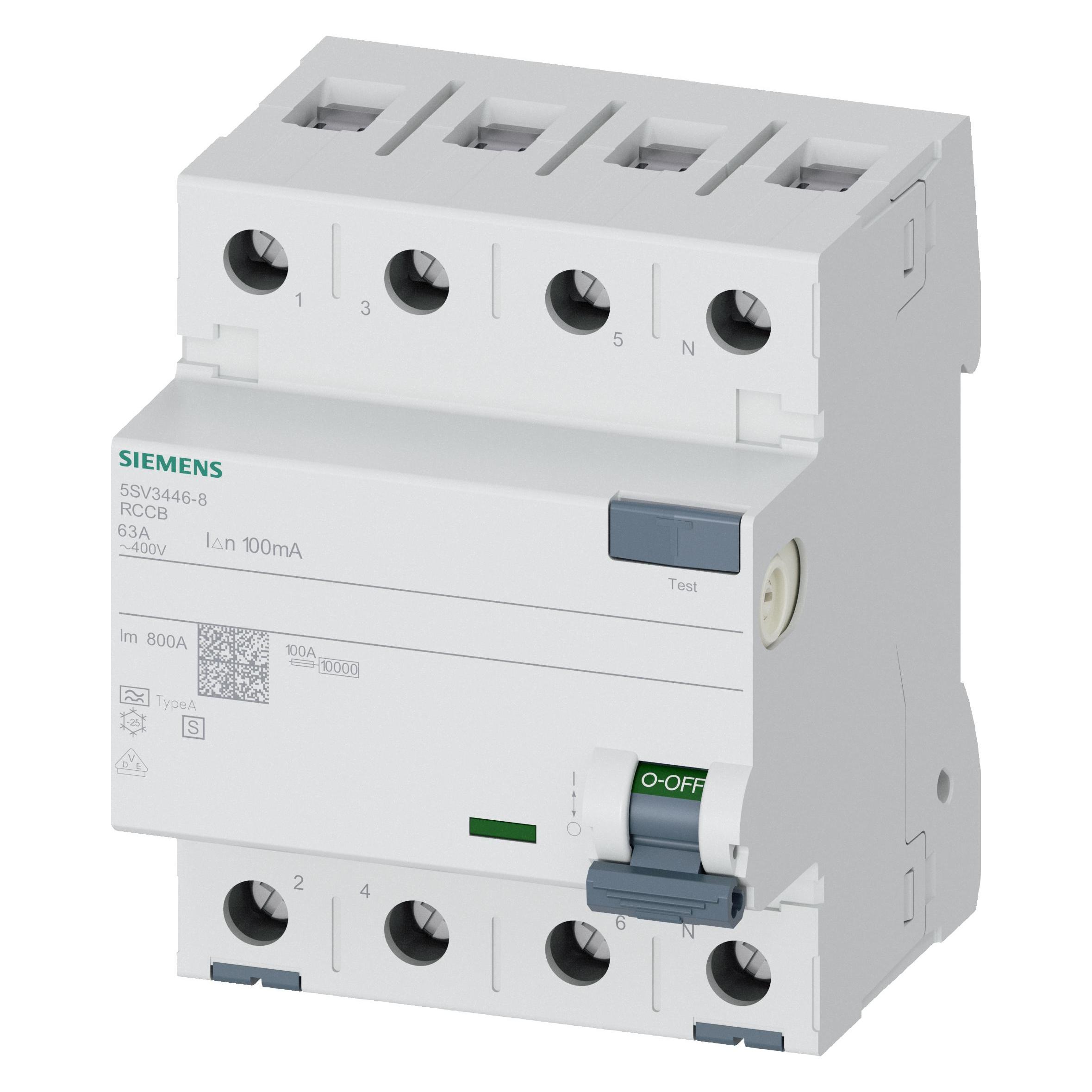 Siemens FISchutzschalter Typ A selektiv A 00 mA Un AC (5SV34468)
