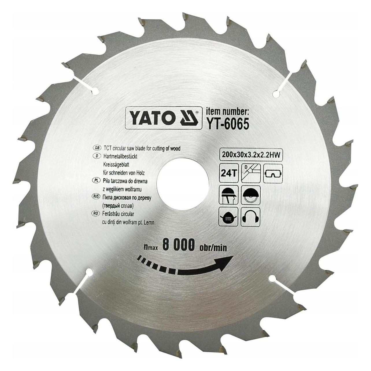 Yato YT-6065 TCT-Sägeblatt für Holz, 200 x 24 x 30 mm (YT-6065)
