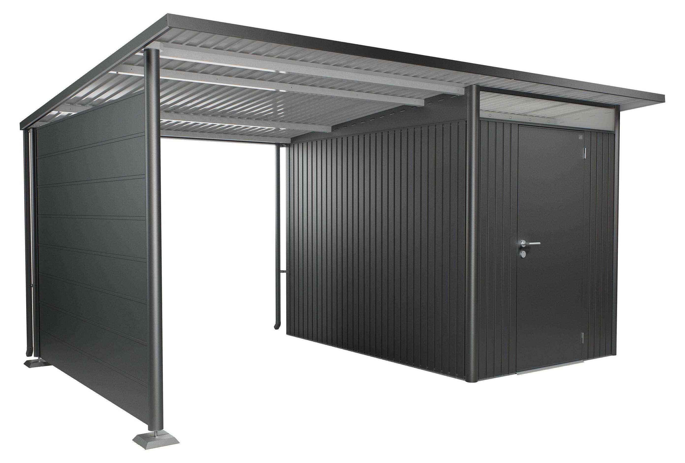 Biohort Seitenwand für Seitendach Gerätehaus Avantgarde & Avantgarde Eco T 238 x H 182 cm (für Seitendach Avantgarde A3 & A7) dunkelgrau-metallic