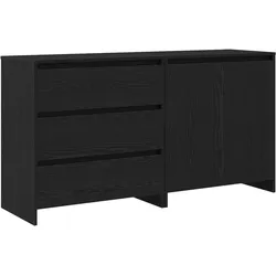 vidaXL 2-tlg. Sideboard-Set Schwarz Eiche Holzwersstoff