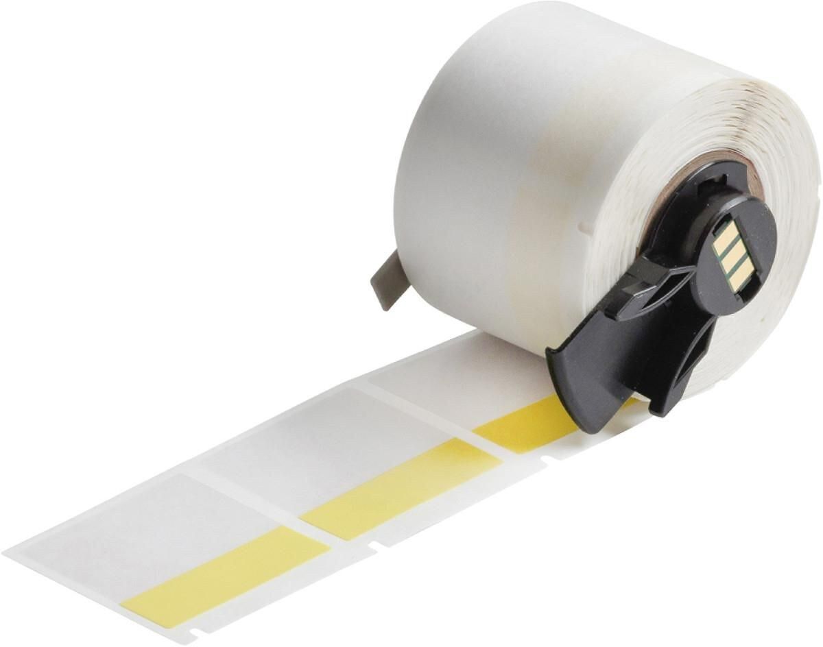Brady M6-32-427-YL Self-Laminating Vinyl Wrap-Around Labels 38.1mm x 38.1mm Yellow/Clear 250 Labels for M610/M611/BMP61/M710/BMP71