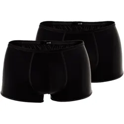 HOM Herren Trunk Plumes 2er Pack - Ultralight Microfiber, Pants, Unterwäsche, Stretch, einfarbig Schwarz / L