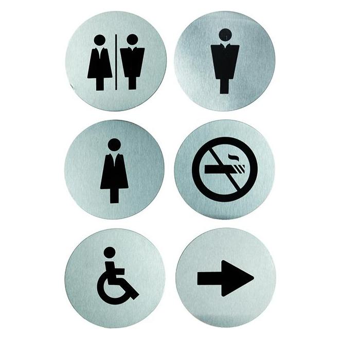 Securit Piktogramme "DOOR SIGNS" im 6er Set, Edelstahl (8719075283394)