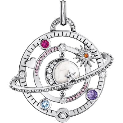 Kettenanhänger THOMAS SABO "Schmuck Silber 925 Anhänger Planetenring mit Umlaufbahnen", bunt (silberfarben, schwarz, weiß, kristallweiß, pink violett, orange, rot, hellblau, weiß, kristallweiß, pink violett, orange, rot, hellblau), Schmuckanhänger,...